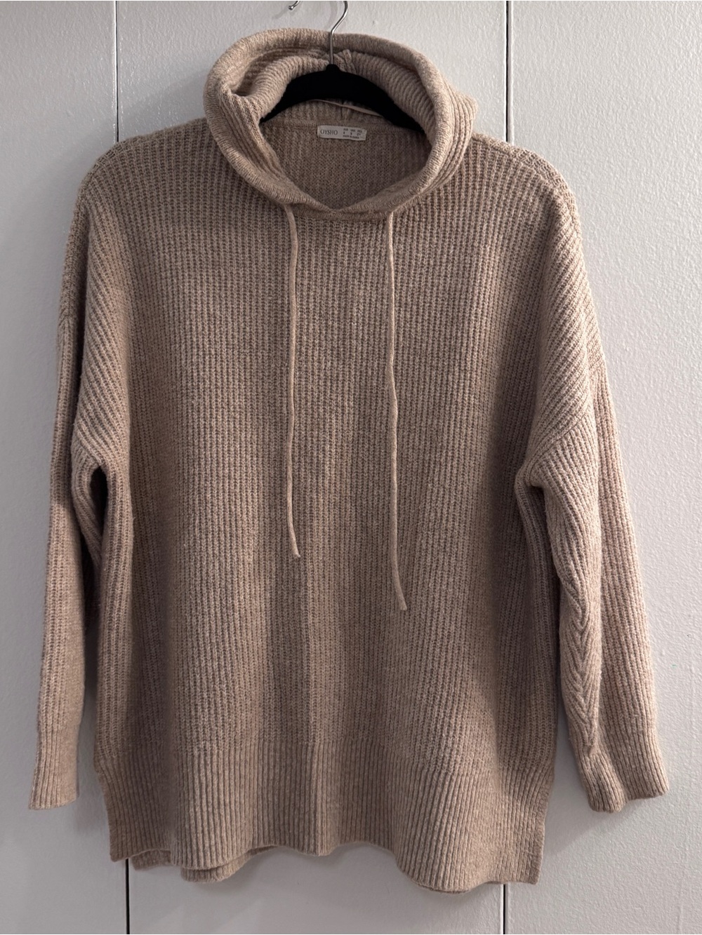 Oysho Beige Knit Hoodie Sweater